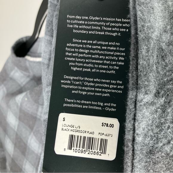 NWT GLYDER Lounge Long Sleeve Side Slit Plaid Shirt Top Small - Picture 6 of 6